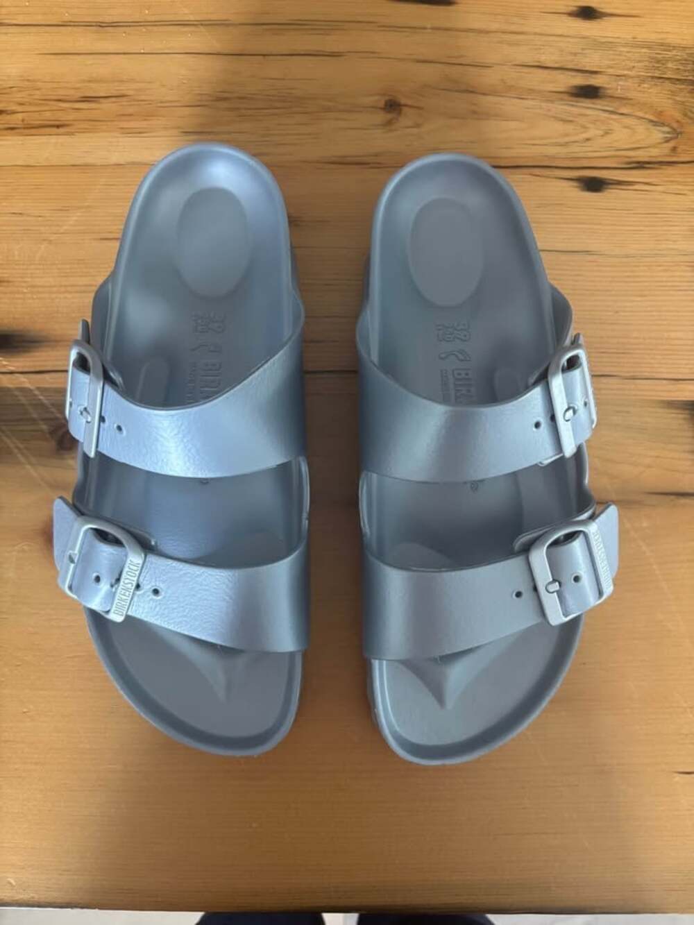 Birkenstock Arizona EVA Metallic Silver Sandals Size 39 Women’s